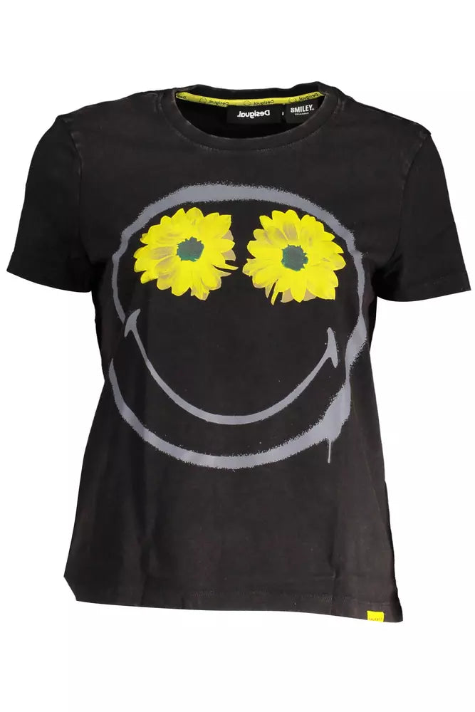Black Cotton Women T-Shirt Welt Pockets Slit Pockets Flap Pockets