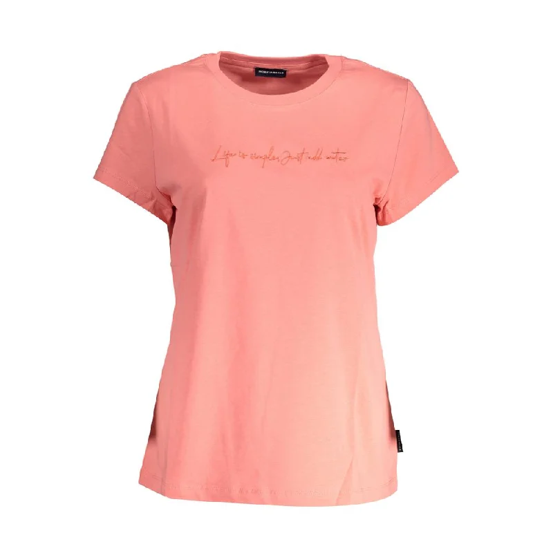 Pink Cotton Women T-Shirt Ribbed T-Shirt High Neck Heavyweight