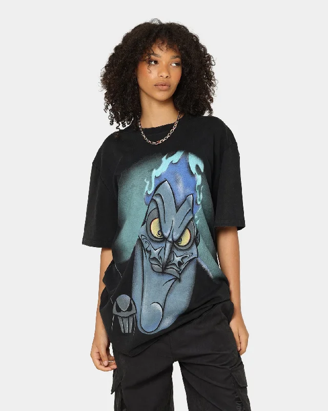 Disney Hades Vintage T-Shirt Washed Black Hooded Caped Shawl Collar