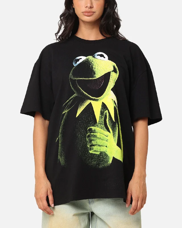 American Thrift Disney The Muppets Kermit Heavy T-Shirt Black Satin Fabric Silk Fabric Chiffon Fabric American Thrift Disney The Muppets Kermit Heavy T-Shirt Black Satin Fabric Silk Fabric Chiffon Fabric