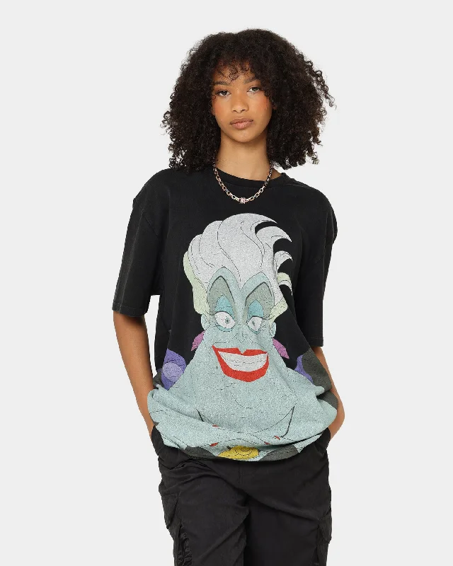 Disney Ursula Vintage T-Shirt Washed Black Striped Floral Plaid