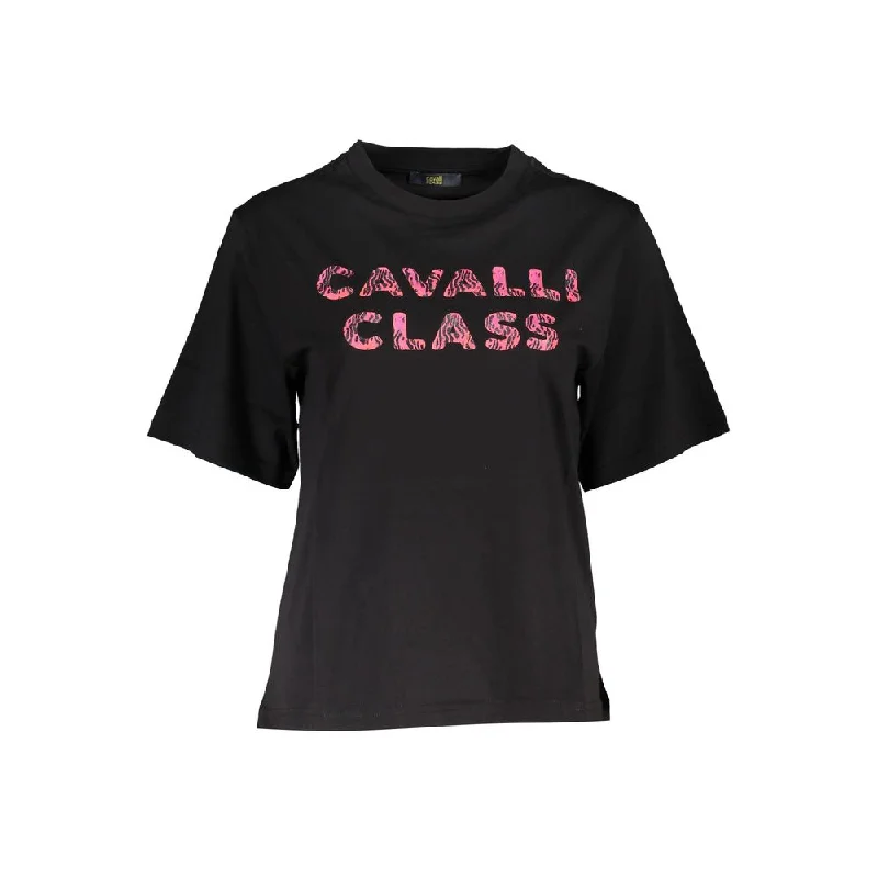 Black Cotton Women T-Shirt Sequined Glittery Shiny