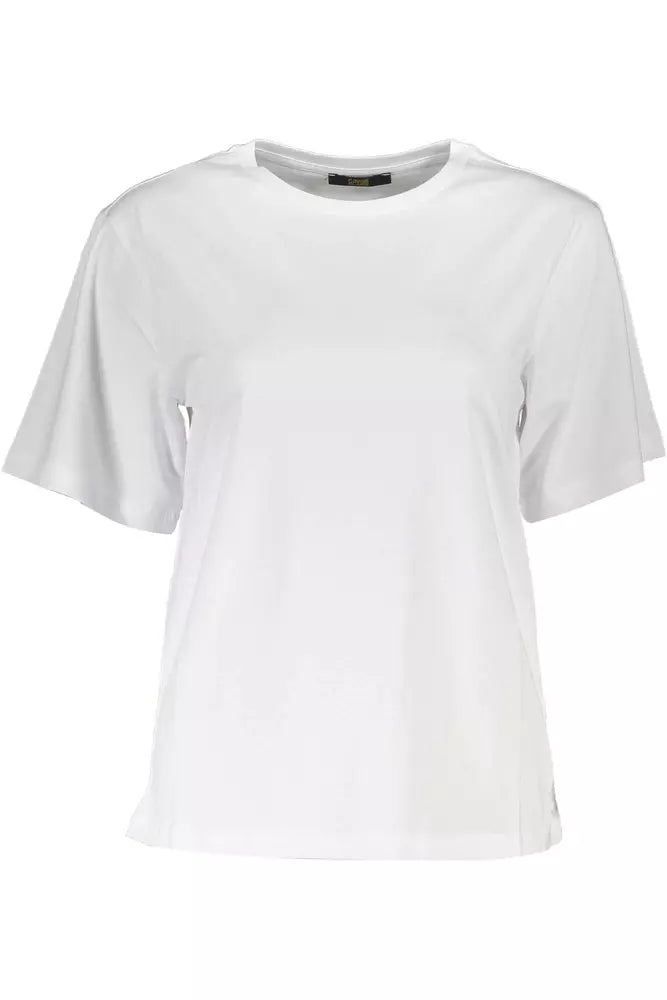 White Cotton Women T-Shirt Real Fur Shearling Chenille
