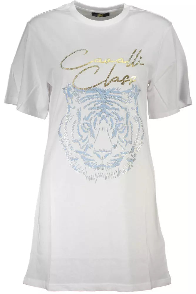 White Cotton Women T-Shirt Hooded Caped Shawl Collar