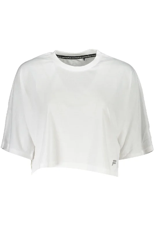 White Polyester Women T-Shirt Collared T-Shirt Boat Neck A-Line