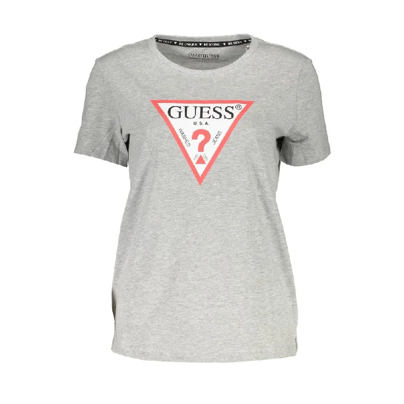 Gray Cotton Women T-Shirt Zippered Front Buttoned Front Snap Front
