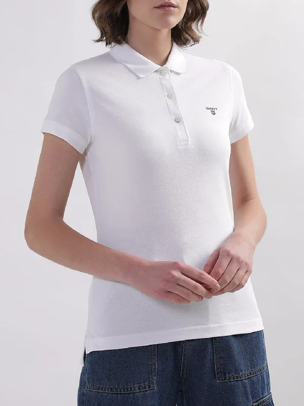 Gant White Regular Fit Polo T-Shirt Rayon Velvet Corduroy