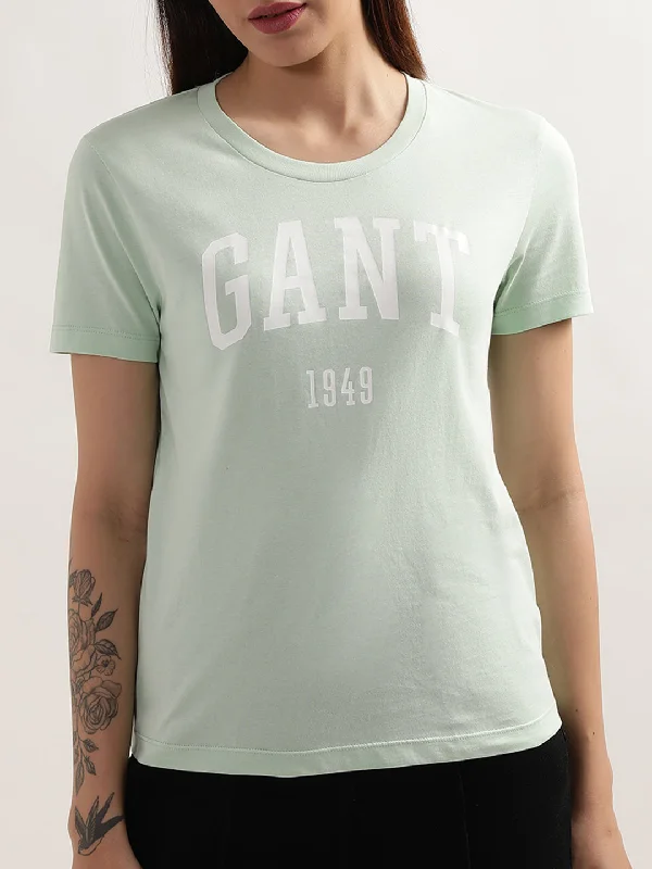 Gant Green Preppy Logo Regular Fit T-Shirt Solid Print Embellished