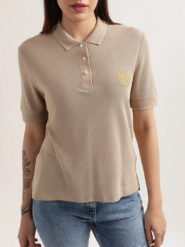 Gant Dark Khaki Preppy Relaxed Fit Polo T-Shirt Knit Fabric Woven Fabric Fleece Fabric Gant Dark Khaki Preppy Relaxed Fit Polo T-Shirt Knit Fabric Woven Fabric Fleece Fabric