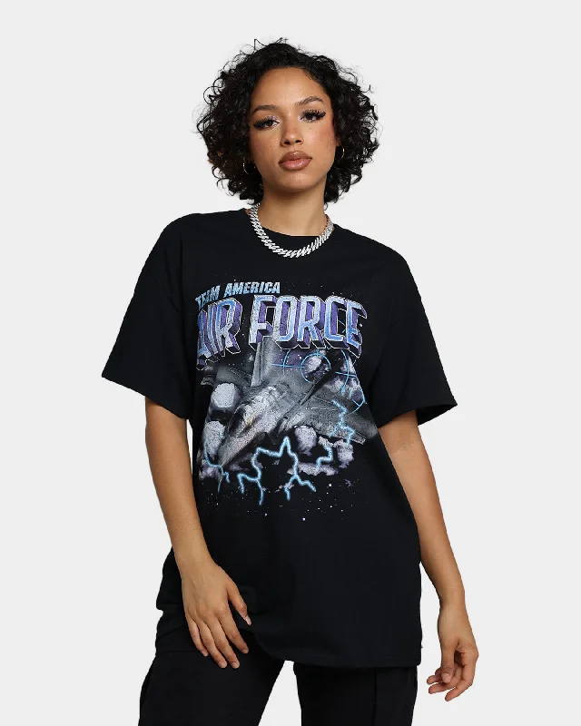 Goat Crew Air Force Vintage T-Shirt Black Embroidered Appliqued Beaded