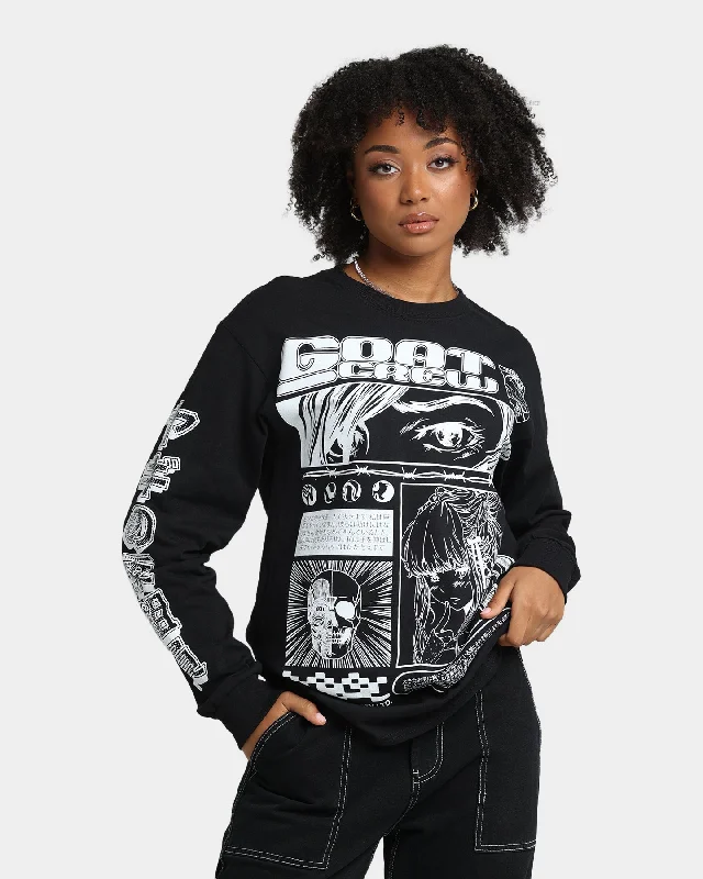 Goat Crew Harajuku Long Sleeve T-Shirt Black Terry Blend Velvet Blend Canvas Blend