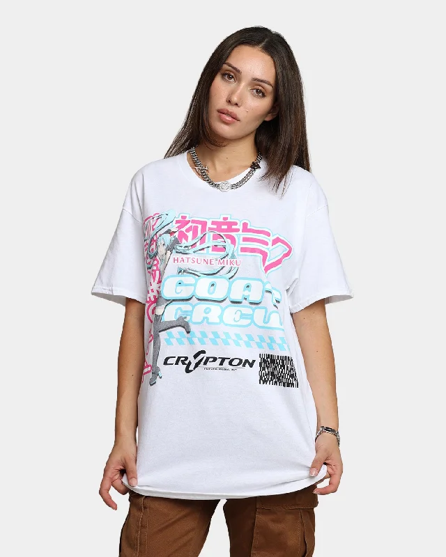Goat Crew X Hatsune Miku Magazine T-Shirt White Fleece Nylon Spandex