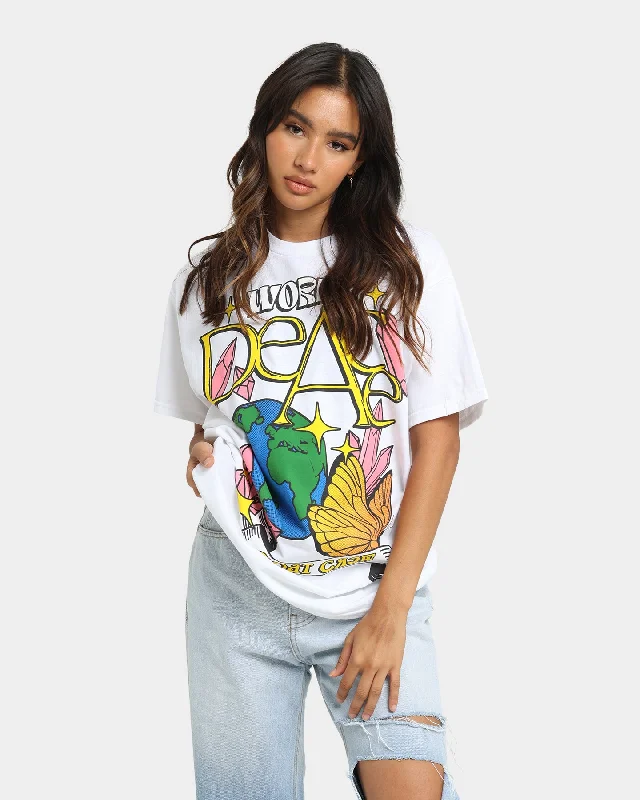 Goat Crew World Peace T-Shirt White Iron Safe Non-Iron Wrinkle Free