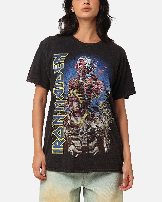 Iron Maiden Back In Time Vintage T-Shirt Black Vintage Hooded Caped Shawl Collar