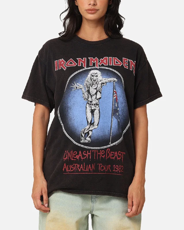 Iron Maiden Unleash Tour Vintage T-Shirt Black Vintage Fashionable Trendy Casual