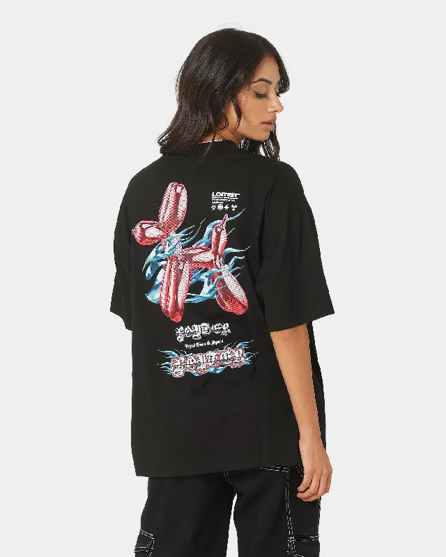 Loiter Chroma T-Shirt Black Notch Collar Peter Pan Collar Cowl Neck