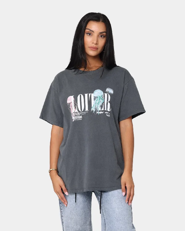 Loiter Euphoric Jelly Fish T-Shirt Vintage Black Sequined Glittery Shiny