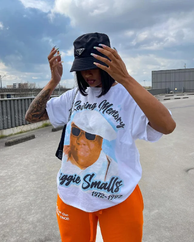 Notorious B.I.G Biggie Airbrush T-Shirt White V-Neck T-Shirt Long Sleeve Cotton