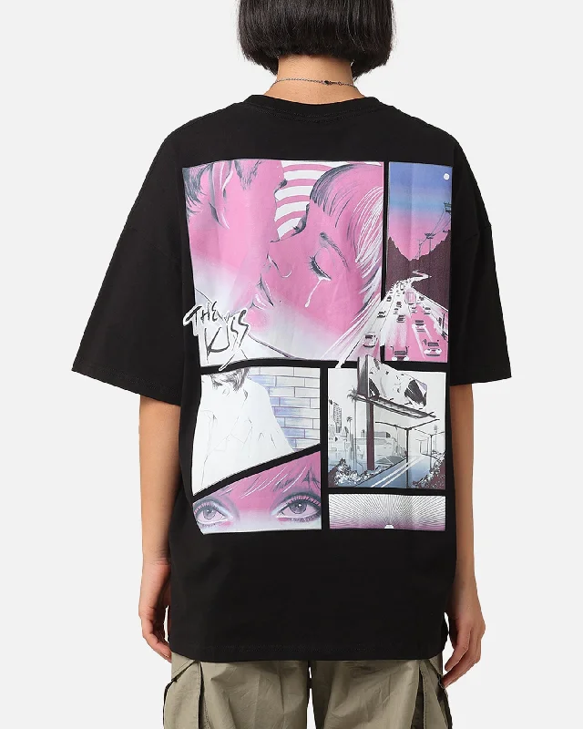 Playboy The Kiss T-Shirt Black/Pink Lace Blend Ribbed Blend Corduroy Blend