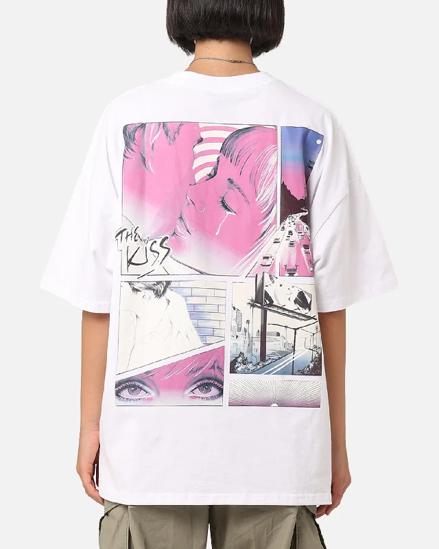 Playboy The Kiss T-Shirt White/Pink Front Pockets Side Pockets Patch Pockets