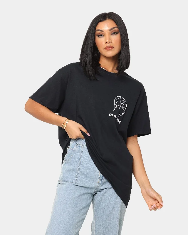 Rats Get Fat Palmistry T-Shirt Black Solid Print Embellished