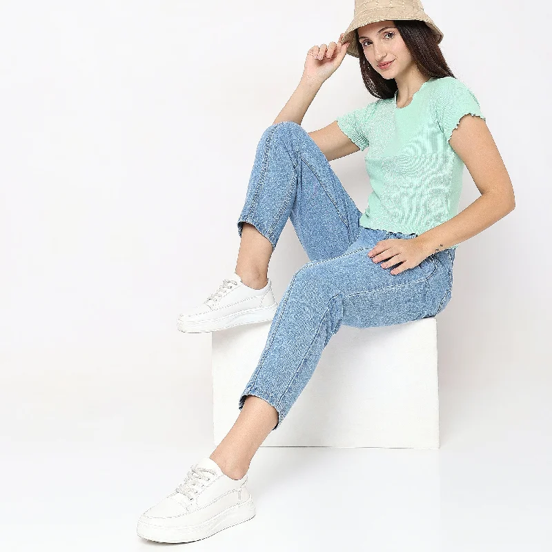 Regular Fit Solid T-Shirt Houndstooth Herringbone Solid