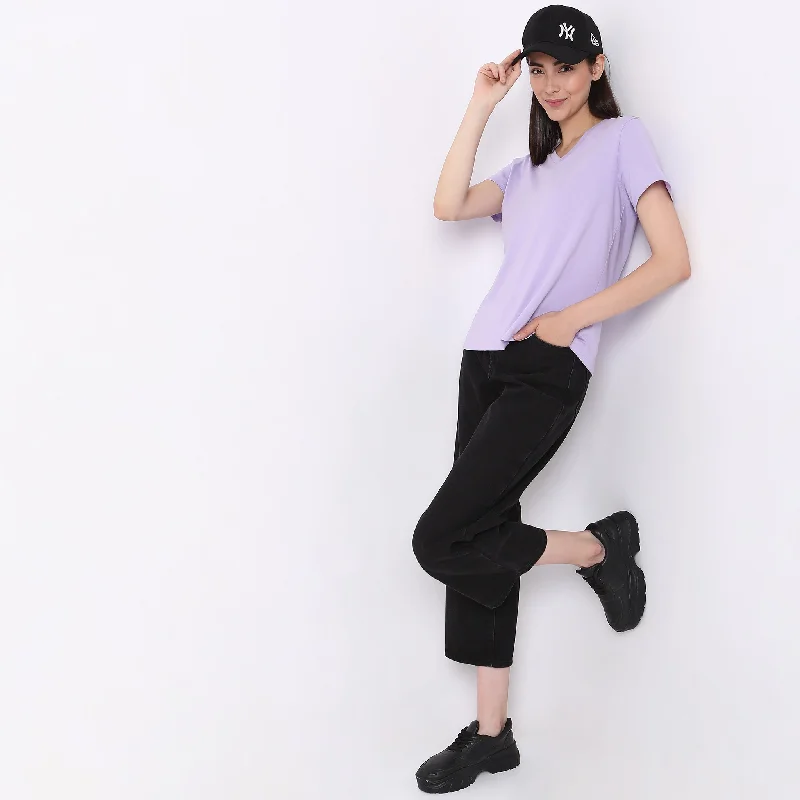 Regular Fit Solid T-Shirt Boxy Fit Fitted Loose