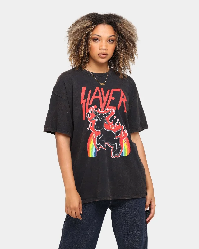 Slayer Rainbow Goat Vintage T-Shirt Black Wash Striped Floral Plaid