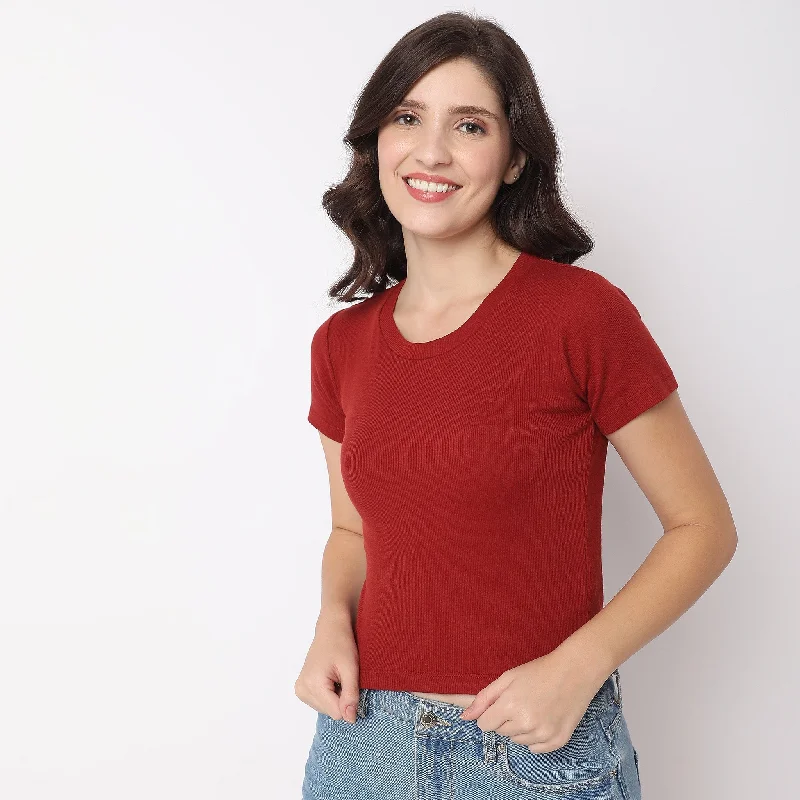 Slim Fit Solid T-Shirt Chenille Blend Fleece Blend Nylon Blend
