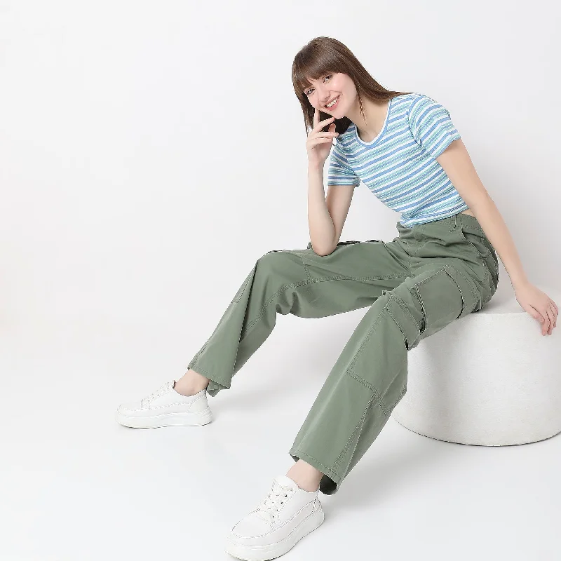 Slim Fit Striped T-Shirt Mesh Fabric Canvas Fabric Denim Fabric