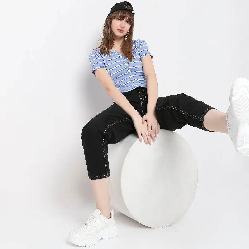 Slim Fit Striped T-Shirt Modern Contemporary Chic