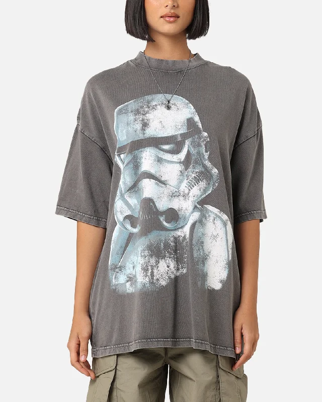 Star Wars Vader & Stormtrooper Vintage Vintage T-Shirt Washed Charcoal Asymmetrical Pockets Print Star Wars Vader & Stormtrooper Vintage Vintage T-Shirt Washed Charcoal Asymmetrical Pockets Print