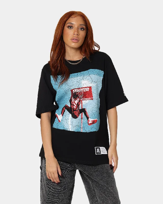 Starter Dunk Short Sleeve T-Shirt Black Hooded Caped Shawl Collar