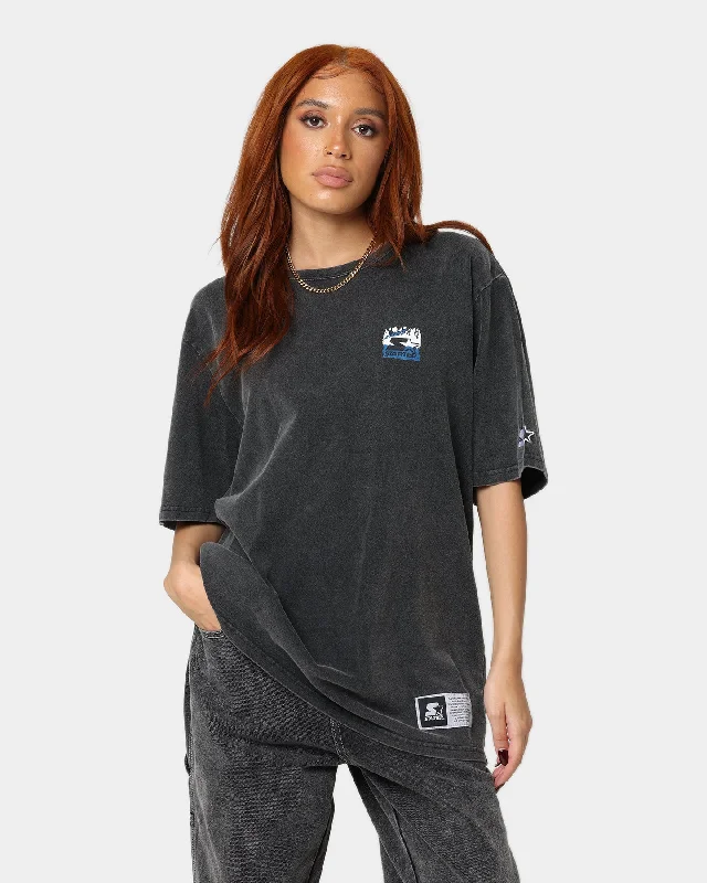 Starter Mini Hot Fire Vintage T-Shirt Washed Black Graphic Embroidered Appliqued
