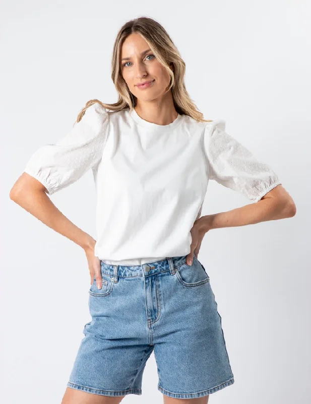 Stella + Gemma Eloise T-Shirt - White Print Jacquard Patchwork