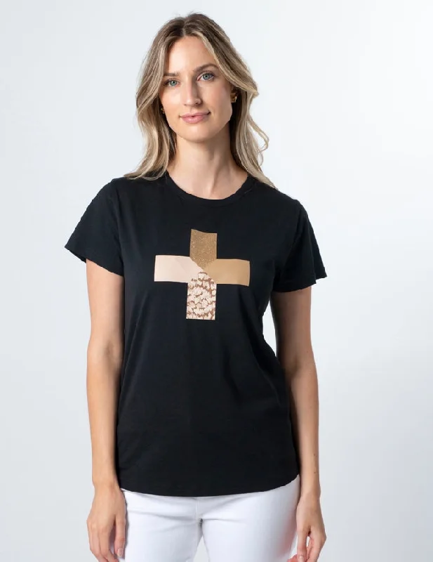 Stella + Gemma T-Shirt - Black Birds Of A Feather Cross Chenille Blend Fleece Blend Nylon Blend