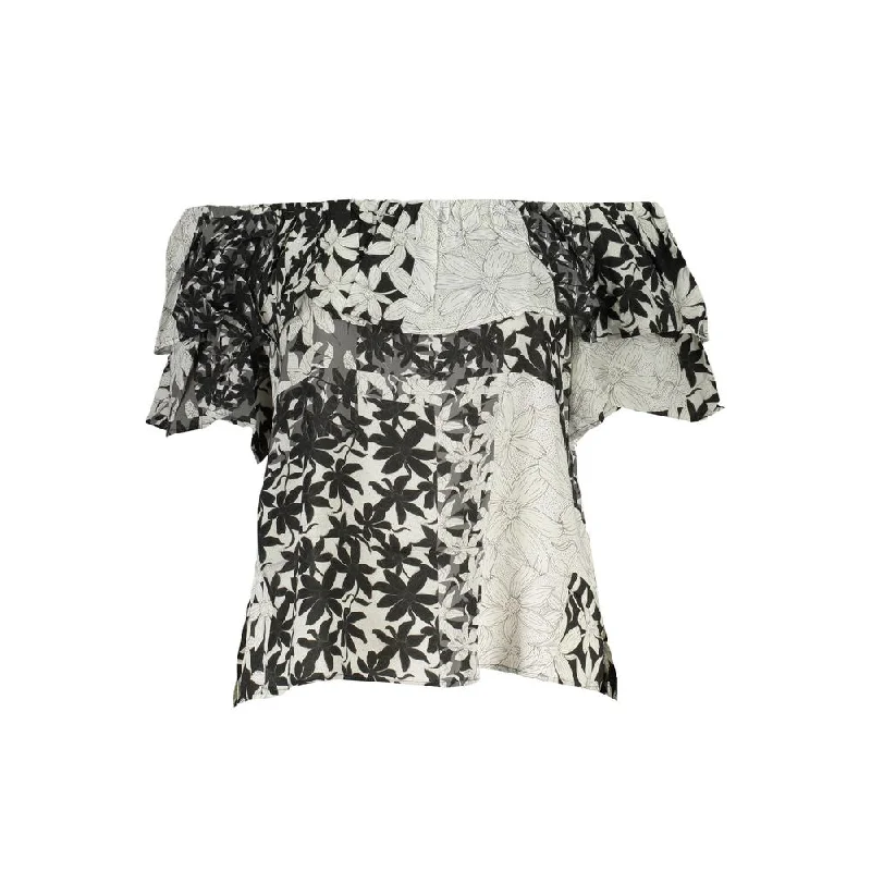 White Cotton Tops & T-Shirt Asymmetrical Pockets Print