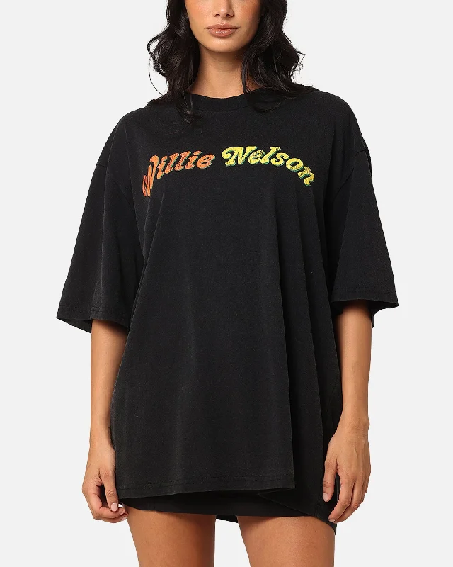 Willie Nelson Willie Nelson T-Shirt Washed Black Welt Pockets Slit Pockets