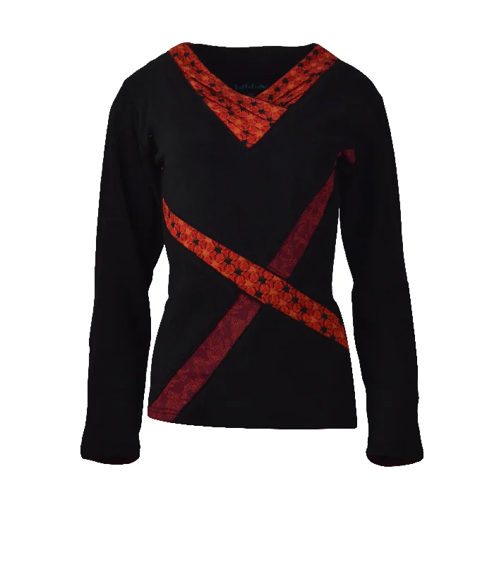 womens-long-sleeve-tops-v-neck-cotton-t-shirt Graphic T-Shirt Round Neck Polyester