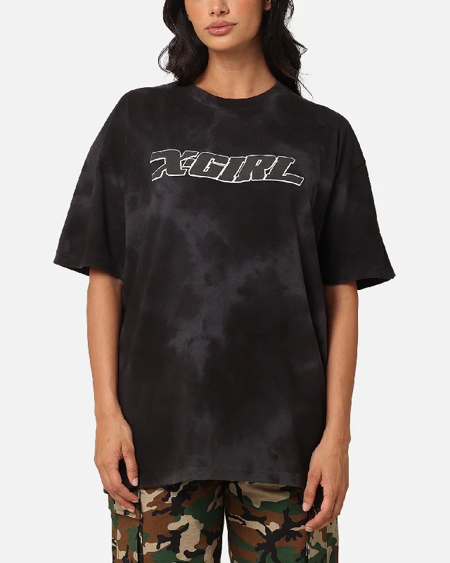 X-Girl Women's Future X-Girl Relaxed T-Shirt Black Tie-Dye Handmade Hand-knitted Hand-woven X-Girl Women's Future X-Girl Relaxed T-Shirt Black Tie-Dye Handmade Hand-knitted Hand-woven