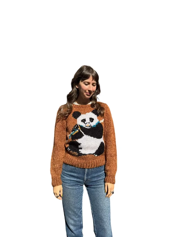 80s Cherry Stix Panda Sweater S Wool Fabric Cashmere Fabric Tweed Fabric