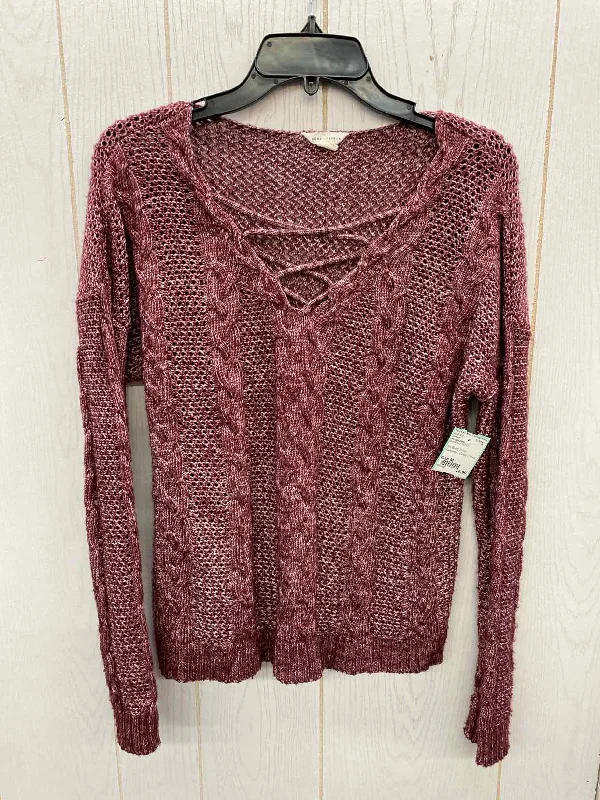 Aeropostale Burgundy Junior Size M Sweater Beaded Sweater Sequined Faux Fur
