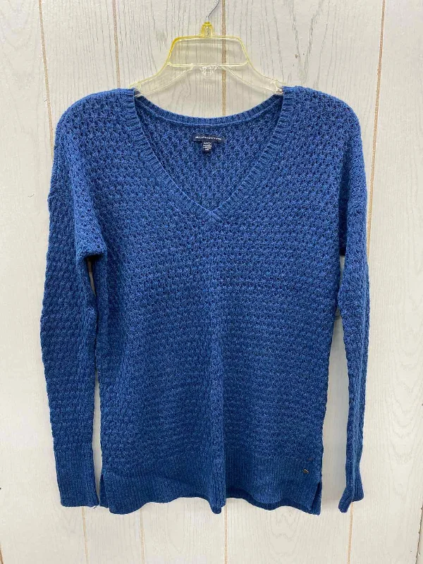 American Eagle Blue Womens Size Small Sweater Neon Metallic Matte
