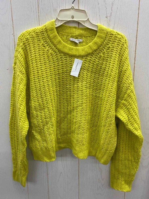 American Eagle Yellow Womens Size XS/S Sweater Solid Print Embellished