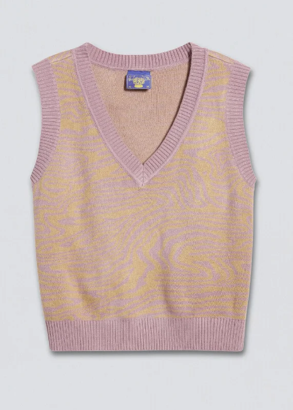 Avant Gardener Animal Stripe Sweater Vest Satin Fabric Silk Fabric Chiffon Fabric