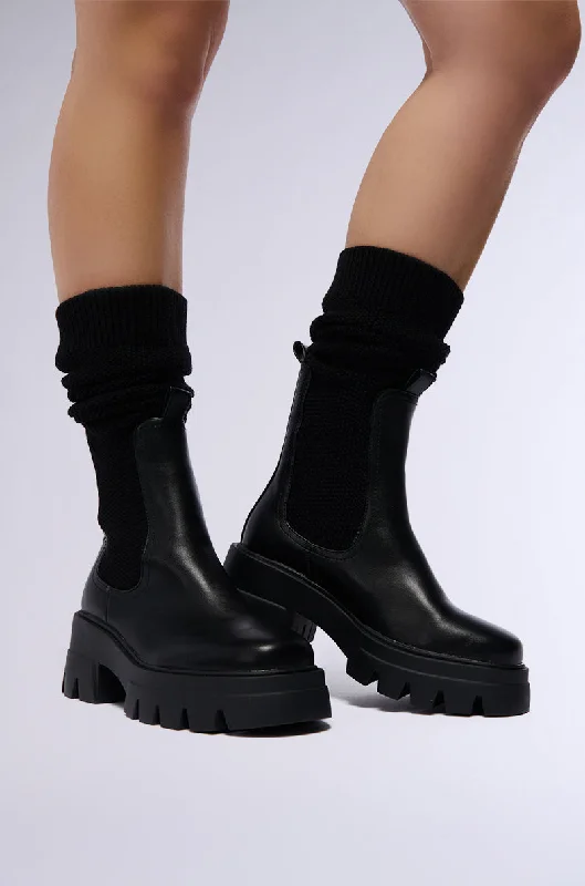 AZALEA WANG MOTA BLACK PU AND SWEATER BOOT Faux Fur Fabric Real Fur Fabric Shearling Fabric AZALEA WANG MOTA BLACK PU AND SWEATER BOOT Faux Fur Fabric Real Fur Fabric Shearling Fabric