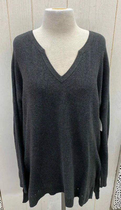 CABi Gray Womens Size M Sweater Satin Fabric Silk Fabric Chiffon Fabric