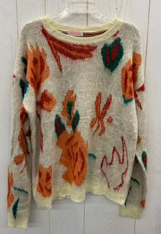 CDM Beige Womens Size L Sweater Satin Fabric Silk Fabric Chiffon Fabric