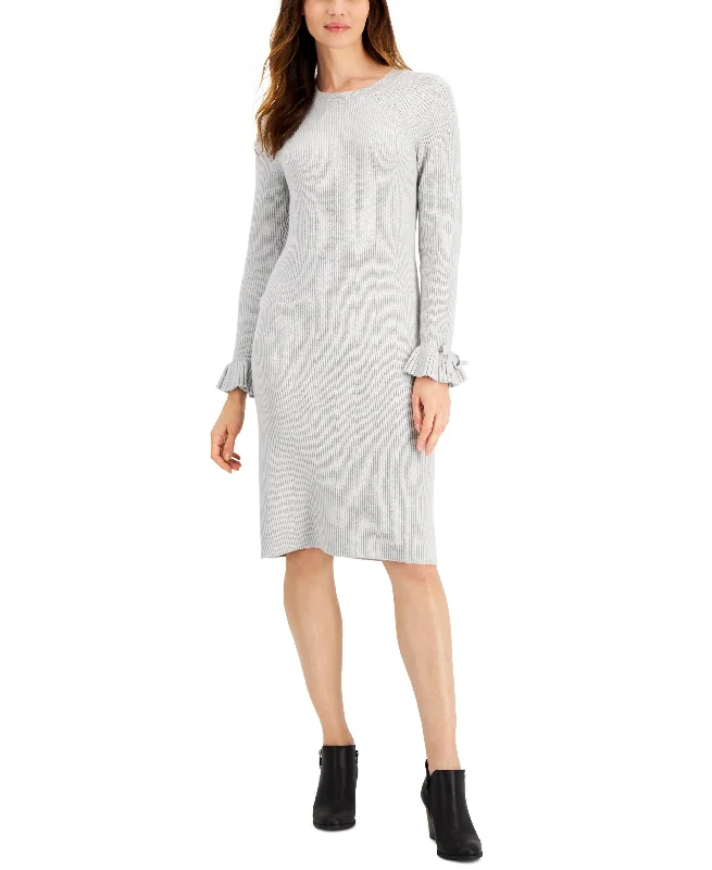 Charter Club Ribbed Sweater Dress Welt Pockets Slit Pockets Flap Pockets