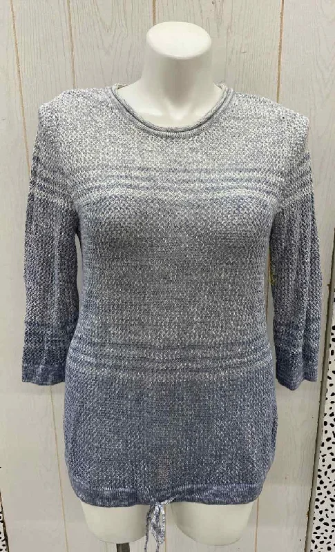 Christopher & Banks Blue Womens Size L Sweater Transparent Opaque Sheer